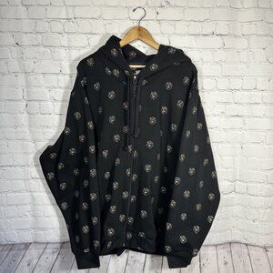 Raw Blue Y2K Hiphop Rap‎ Urban Full FACE Zip Hoodie Men's XXL Embroidered Lion